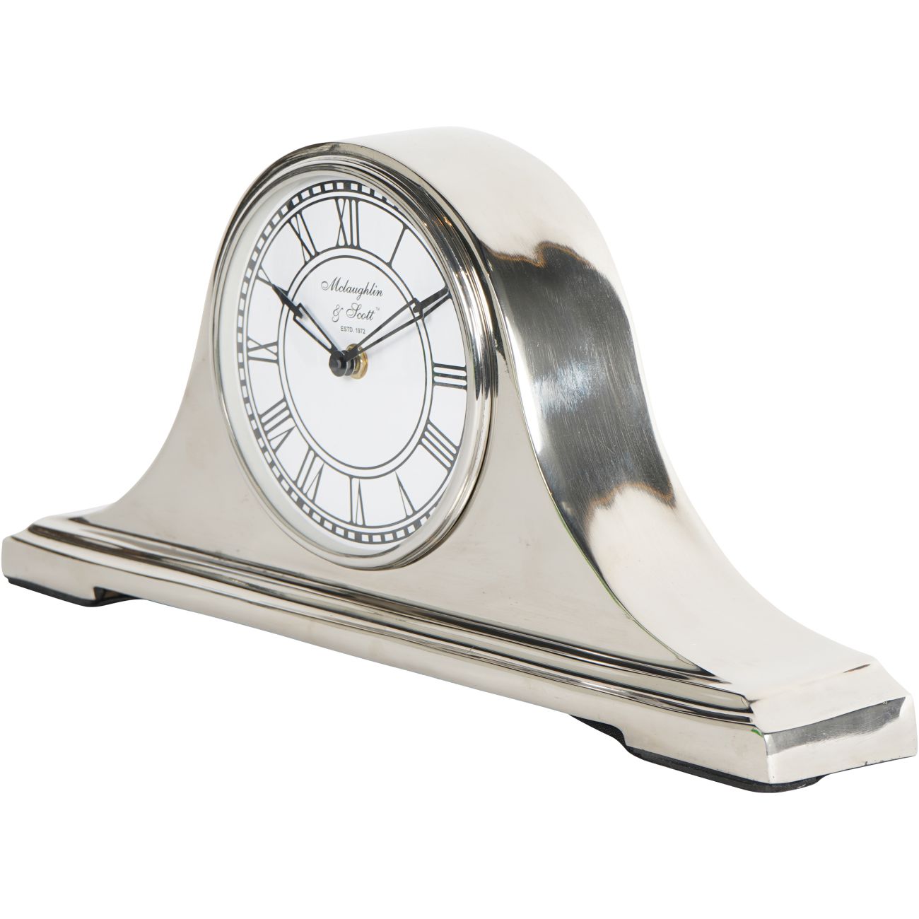 Retro Carriage Mantel Clock in Nickel Finish